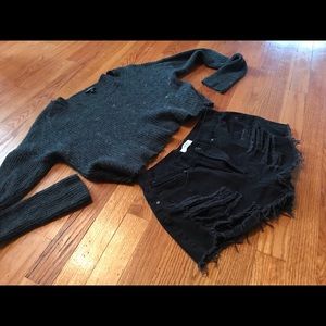 Forever 21 denim shorts + cropped express sweater!